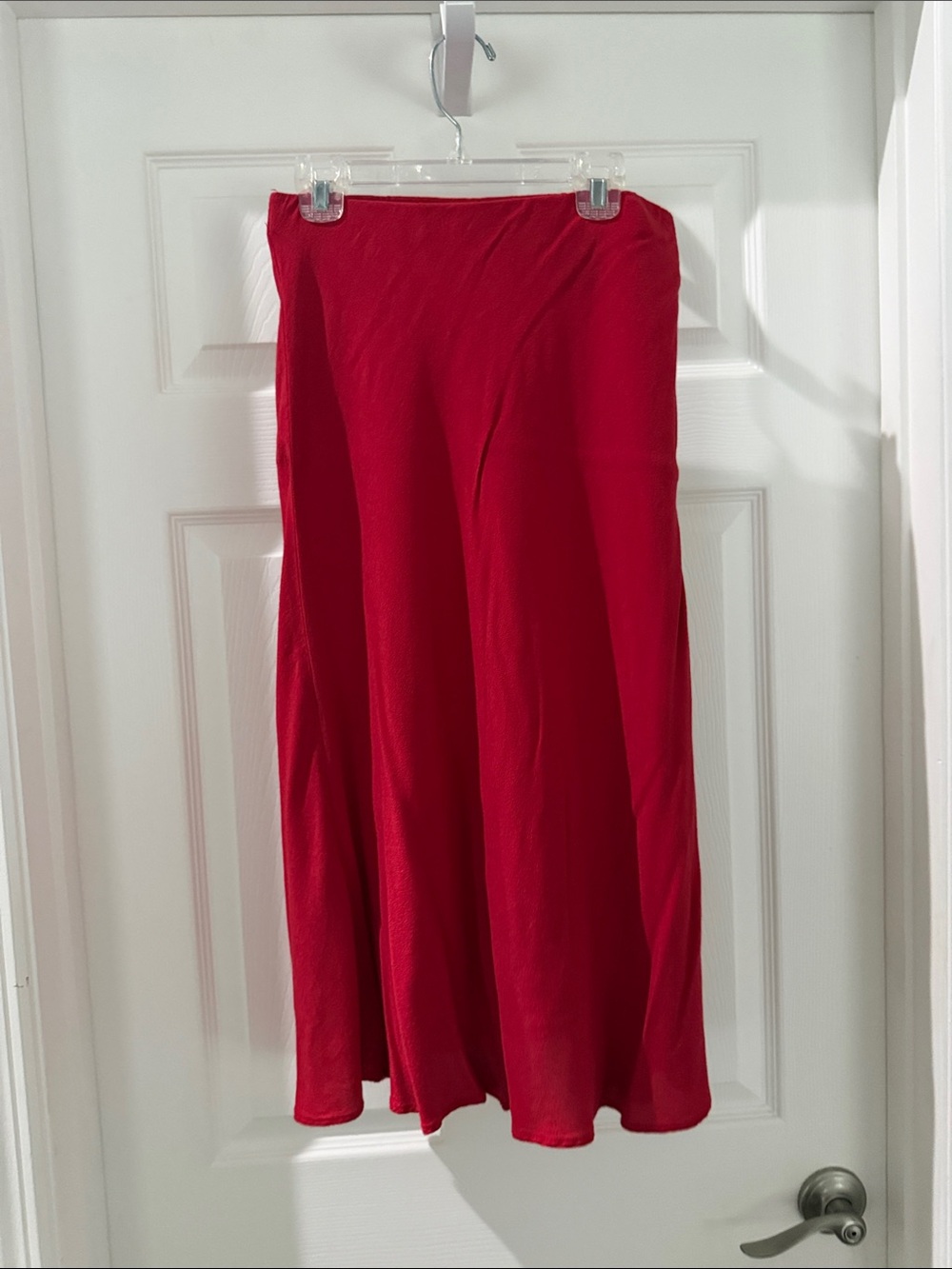 H&M Bright Red A-Line Midi Skirt